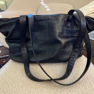 Mulholland Brothers Black Pebble Leather Tote Bag